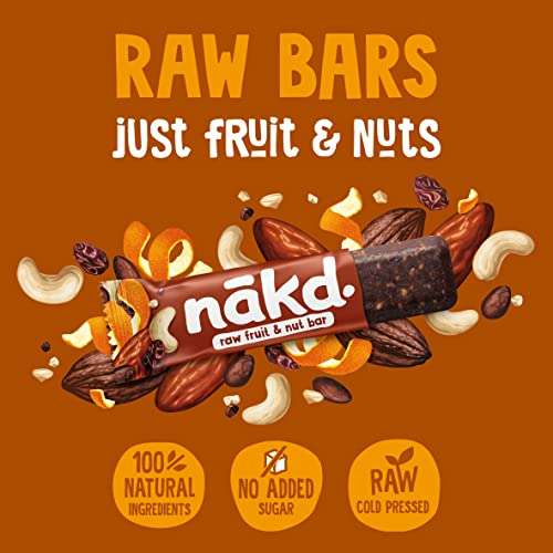 Nakd Cocoa Orange Natural Fruit & Nut Bars - Vegan - Healthy Snack - Gluten Free - 35g x 18 bars £9.90 / £9.41 Subscribe & Save @ Amazon