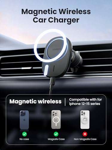 UGREEN MagSafe Car Mount Charger 15W Wireless Charger Car Phone Holder Fast Auto-Alignment - w/voucher by Ugreen Group FBA