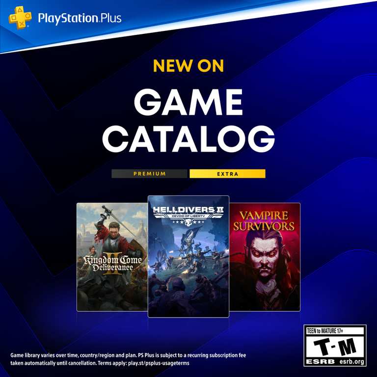 PS Plus Extra / Premium Additions - Kingdom Come Deliverance II, Vampire Survivors, Hell is Us, Two Point Museum, Metro Exodus and more