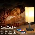 3-Color Mode Bedroom Lamp with USB C+A Charging Ports White Fabric Shade (LED Bulb Included) with voucher @ SOV-EU / FBA