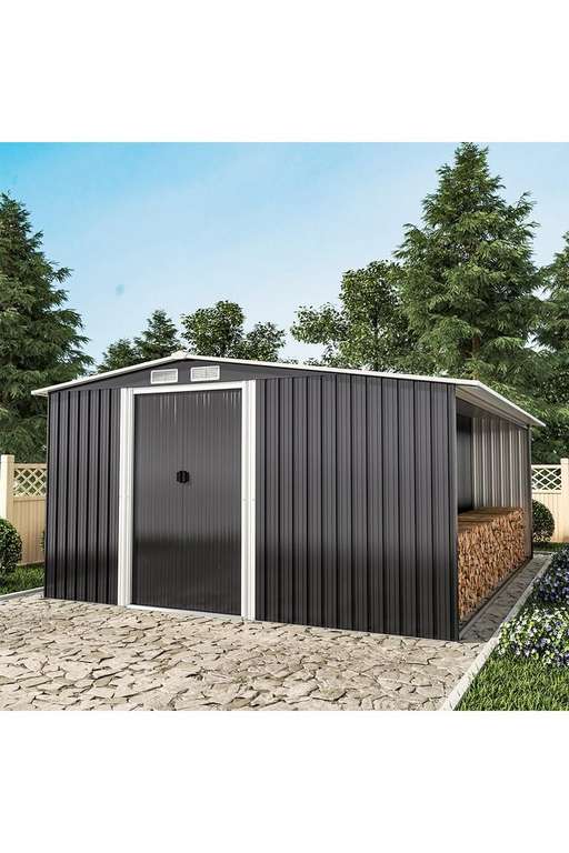 Garden Metal Storage Shed with Log Storage 330 W x 314 D x 178 - £389 sold and dispatched by Living and Home @ Debenhams