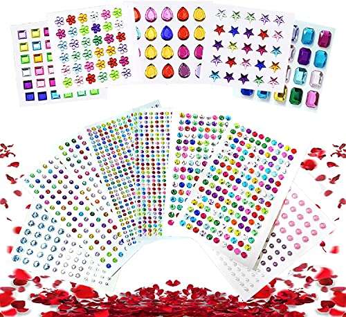 Rhinestone Stickers Self-Adhesive, 2000pcs Gem Stickers Jewels with voucher Sold by LCD UK Store