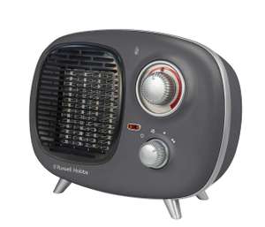 Russell Hobbs RHRETPTC2001G 1.5KW Retro Portable Ceramic Electric Heater in Grey, 2 Heat Settings, Adjustable Thermostat, 15m2 Room Size
