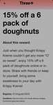 15% Discount Krispy Kreme Doughnuts (6 pack) Via Three+ Rewards Site/App