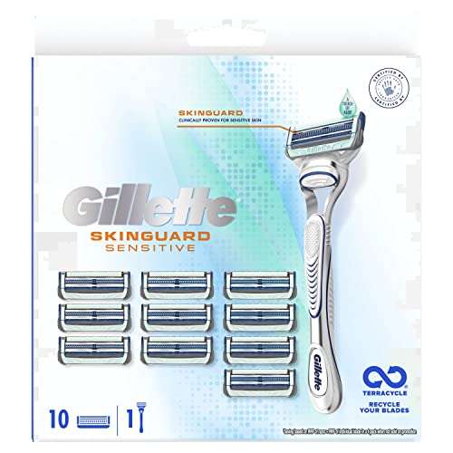 Gillette SkinGuard Sensitive Men's Razor + 11 Razor Blade Refills with Precision Trimmer, Fits Fusion Handles £17.79 / £16.90 s&s @ Amazon