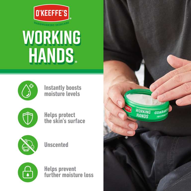 O'Keeffe's Working Hands Hand Cream for Extremely Dry, Cracked Hands, 3.4  Ounce Jar, (Pack 2)