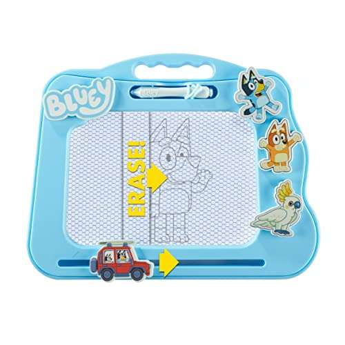 Bluey Travel Magnetic Scribbler pad with pen and 3 stamps, draw and erase with no mess