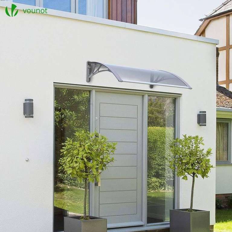VOUNOT Front Door Canopy Outdoor Awning, Rain Shelter for Back Door, Porch, Window, 100 x 80 cm, Grey