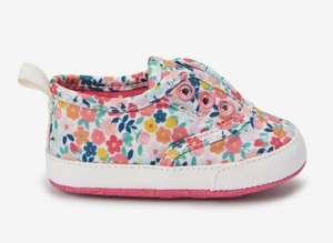Next Pink and White Floral Slip-On Baby Trainers (0-18mths) £2.50 free click and collect at Next