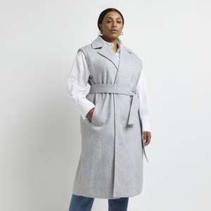 River Island Womens Overcoat Plus Grey Sleeveless Longline Casual Trench Coat sizes 18-28 - Sold by River Island