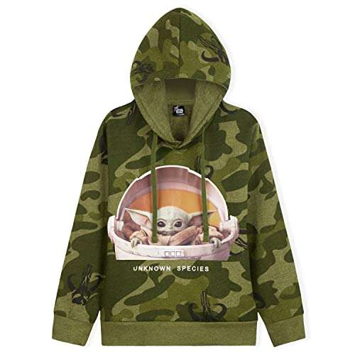 Disney Star Wars Baby Yoda Hoodie, Camo Hoodies for Boys and Teens, 13-15 Years, £8.99 with voucher, Dispatched By Amazon, Sold By get Trend