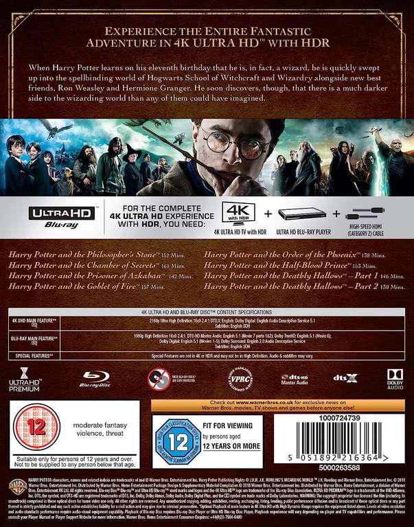 Harry Potter: The Complete 8-film Collection [4K Ultra-HD & Blu-ray]