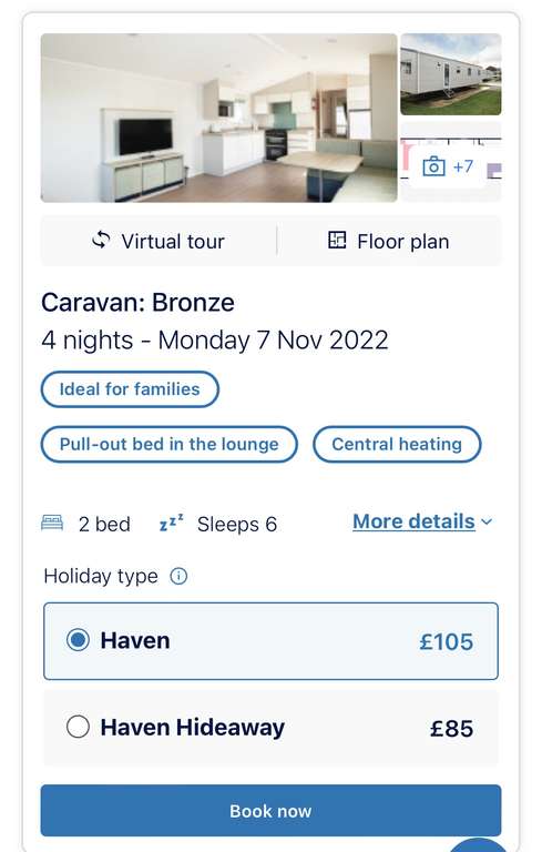 4 Night Stay 07/11/22-11/11/22 at Kiln Park, Tenby in a Bronze Caravan (2 beds, sleeps 6) - £105 (£85 with Blue Light Card) @ Haven Holidays