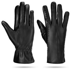 FRIUSATE Womens Touchscreen PU Leather Gloves Black Cashmere Lining w/Voucher Sold By Beitini / FBA