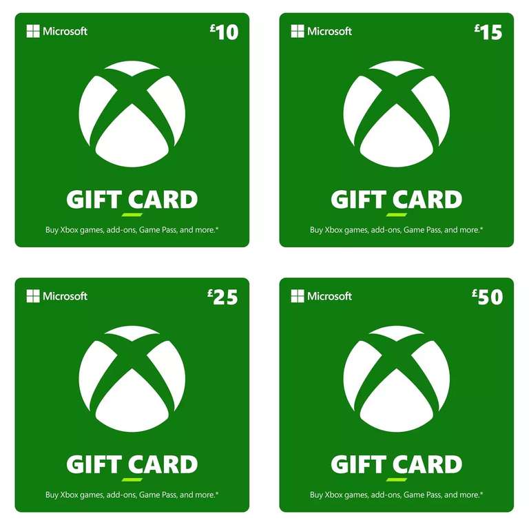 10% Off Xbox Gift Cards (Digital) - £10 for £9 / £15 for £13.50 / £25 for £22.50 / £50 For £45 - Use Code
