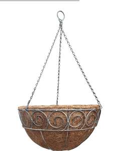 35 cm Distress Finish Hanging Basket with Coco Liner - FREE C&C only