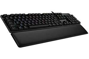 Logitech G513 Mechanical Gaming Keyboard with Palm Rest, RGB LIGHTSYNC, GX Blue Clicky Key Switches, Brushed Aluminum Case