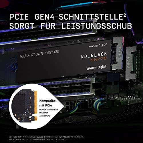 2TB - WD_BLACK SN770 PCIe Gen 4 x4 NVMe SSD - 5150MB/s, 3D TLC (PS5 Compatible) - £82.64 (cheaper with fee-free card) @ Amazon Germany