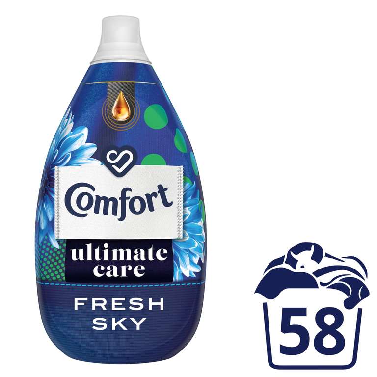 Comfort Ultra-Concentrated Fabric Conditioner Ultimate Care Fresh Sky 58 Wash 870 ml £2.75 @ Iceland