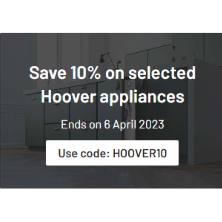 Save 10% on selected Hoover appliances with discount code @ Argos