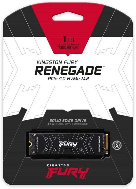 Kingston FURY Renegade M.2 1TB PciEx4 NVMe SSD 7300MB/s Read Up to 6000MB/s Write £68.34 or 2TB £135.30 delivered using code @ eBay / CCL