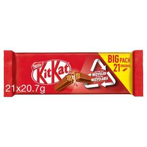 Kit Kat Milk 2 Finger Chocolate Biscuit Bars Multipack, 21 x 20.7 g, £2.84/£2.68 with max S&S