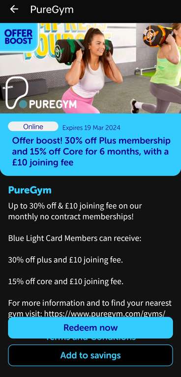PureGym BLC Discount for 6 months - 30% off Plus + 15% off Core (£10 joining fee)