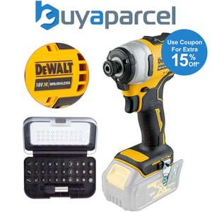 Dewalt DCF809N 18v XR Brushless Compact Impact Driver Bare Tool + 32pc Bit Set - W/Code sold by buyaparcestore (UK mainland)