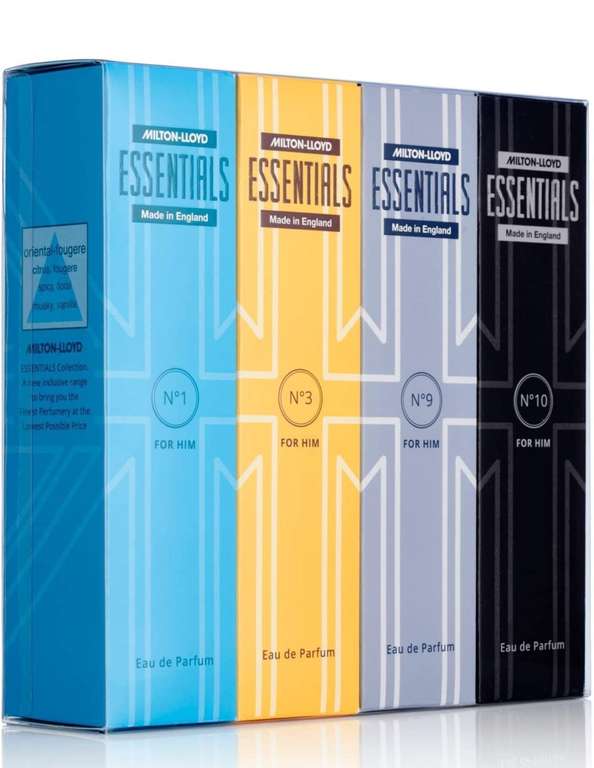Milton-Lloyd Essentials Quad Pack - Fragrance for Men - 4 x 50ml Eau de Parfum - £18 @ Amazon