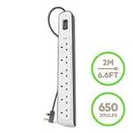 Belkin 6 Way/6 Plug 2m Surge Protection Extension Lead Strip, White £13.99 @ Amazon