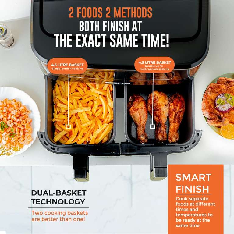 9L Digital Vortex Dual Basket Air Fryer 2 Yr Warranty 2600w Viewing Windows+ Recipe E-Book £97.75 Delivered (With Code) @ Geepas