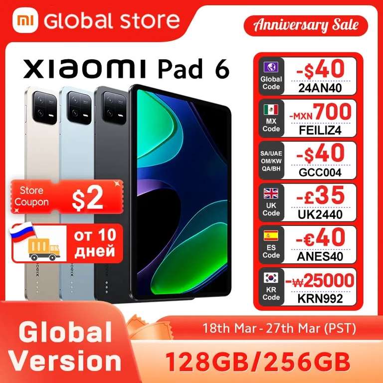 Xiaomi Mi Pad 6 11-inch 2.8K Ultra HD Blue, 8GB 128GB Global Version New with code sold by Xiaomi Mi - Global Store