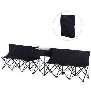 Outsunny 6 Seat Camping Bench Folding Portable Outdoor with Cooler Bag Black with code - New - Sold by Outsunny