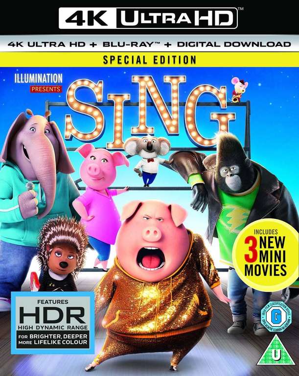 Sing 4k UHD Blu Ray (Free Collection)