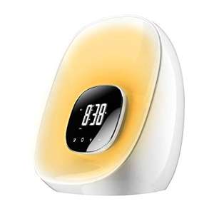 Groov-e Light Curve Wake Up Light with FM Radio & Alarm Clock - White (w/code)