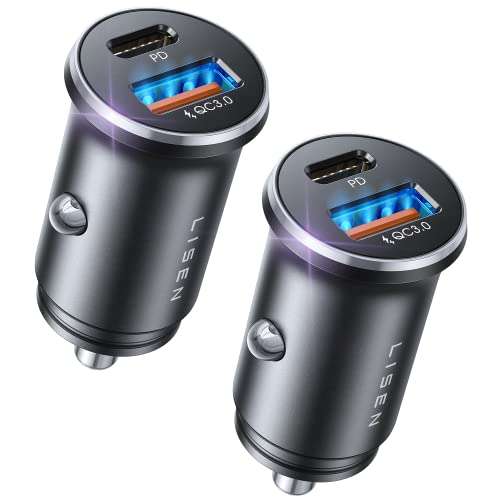 LISEN 2-Pack USB C Car Charger, PD 36W PPS & 18W QC Fast Charging 12V USB Socket - sold by SF You - FBA