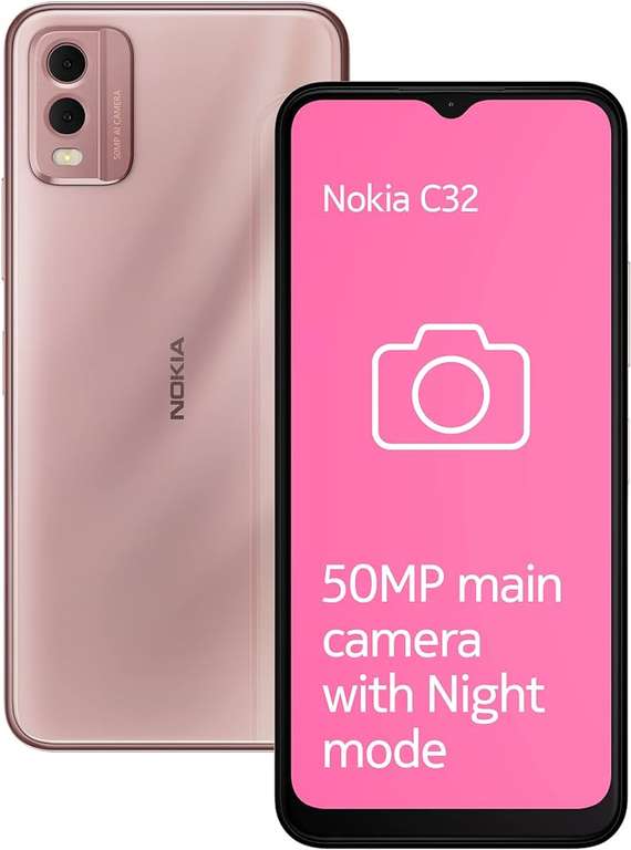 Nokia C32 128GB 6GB Smartphone (Excellent Used Condition) Dual SIM (Nano + Nano), 50MP Rear Camera