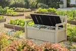 Keter Eden Bench 265L Outdoor 60% recycled Garden Furniture Storage Box Beige & Brown