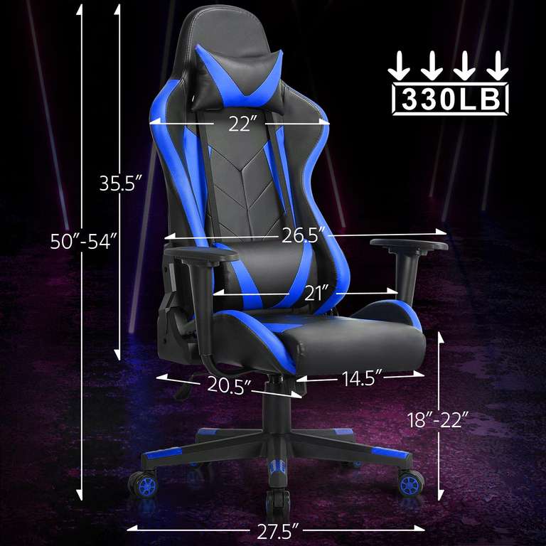 Yaheetech Video Computer Gaming Chair High Back Swivel Ergonomics Racing Chair with Lumbar Back Support - with voucher sold by Yaheetech