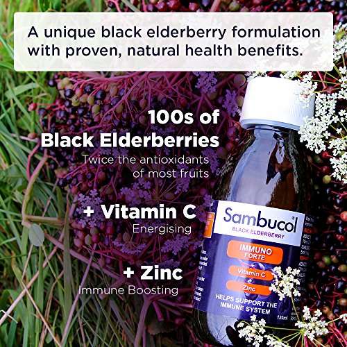 Sambucol Natural Black Elderberry Immuno Forte, Vitamin C, Zinc, Immune Support Supplement, 120 ml (Pack of 1) - £5 @ Amazon