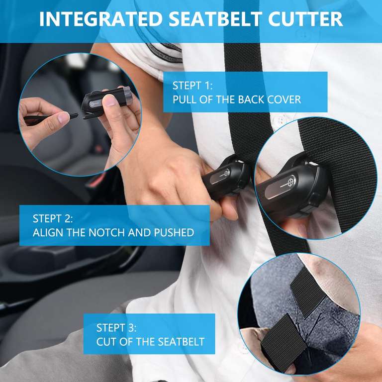 Car Window Breaker, Seatbelt Cutter, Keyring Emergency Escape Tool Vehicle Safety Glass Hammer Sold by HAPPYSALLER / FBA