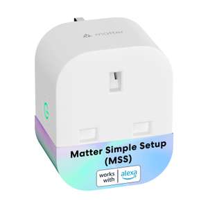 Meross 13A Matter Smart Plug with Energy Monitoring, Works with Apple HomeKit, Alexa, Google Home, SmartThings With Voucher
