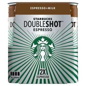 Starbucks Doubleshot Espresso 4x200ml Nectar price + £2 cashback via Shopmium app