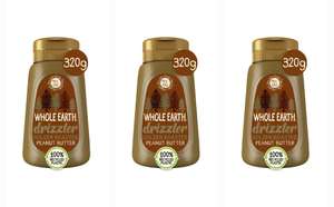 3 x Whole Earth Drizzler Golden Roasted Peanut Butter OR original Super Smooth Squeezy Runny Nutty Spread 320g (£4.52 - £5.70 with S&S)