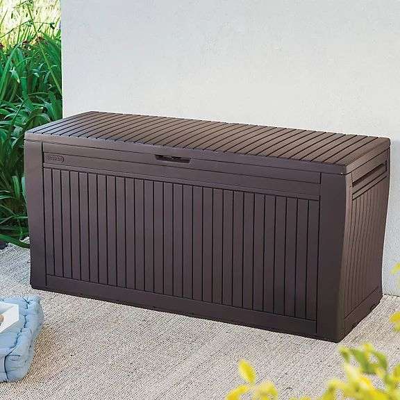 Keter Comfy Wood effect Plastic Garden storage box £30 instore (Selected Locations) @ B&Q