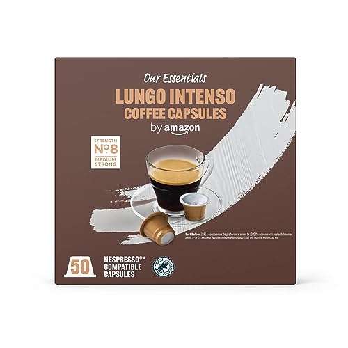 Amazon Lungo Intenso Nespresso Compatible Coffee Capsules, Medium Roast, 100 Count (2 Packs of 50)- Various Varieties At Same Price