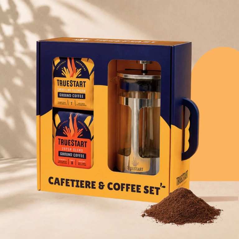 Truestart Coffee Starter Pack: 1L Cafetière Plus 2 × 200g Ground Coffee (choices available) W/Code @ Truestart Coffee