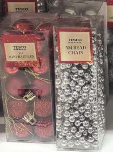 20 Mini Baubles 35p & 5m Bead Chains 25p instore @ Tesco Rutherglen