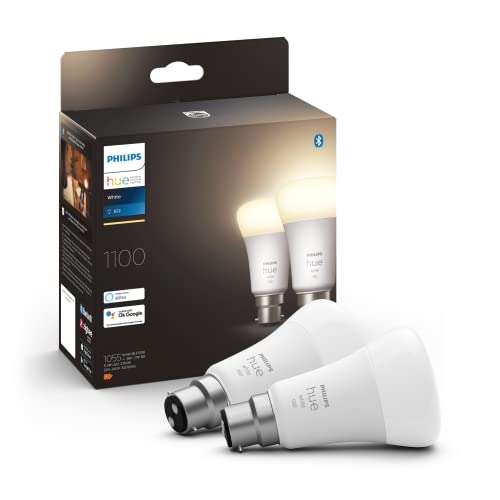 Philips Hue White Smart Bulb Twin Pack LED [B22 Bayonet Cap] £17.49 Amazon Prime / +£4.49 Non Prime
