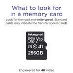 Integral 256GB MicroSDXC Card with adapter, 4K Video Premium High Speed Up to 100MB s Read Speed and 50MB s Write speed, V30 C10 U3 UHS-I A1